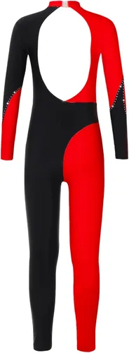 Miniatura 2 de iiniim Enterizo de manga larga con cuello alto para niños y niñas, overol de una pieza de cuerpo completo, leotardo de gimnasia, trajes de baile
