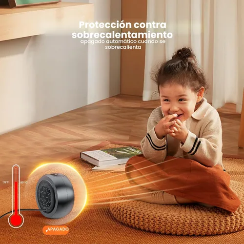 Miniatura 5 de Calentador de espacio ASNUG, calentadores eléctricos portátiles de 500W PTC de cerámica para uso en interiores, calefacción rápida eficiente, Negro