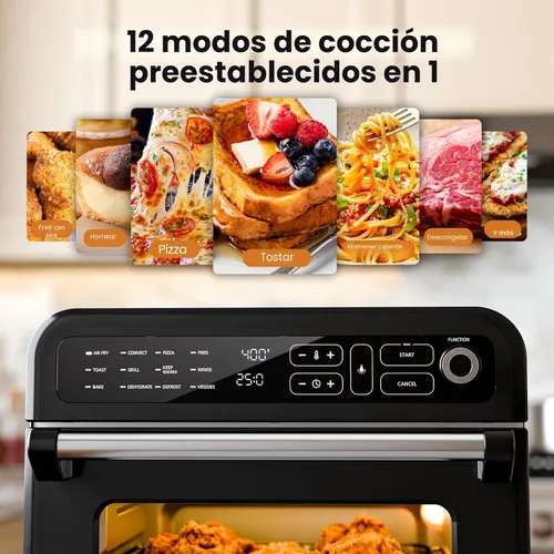 Miniatura 2 de Kismile Combo de horno tostador y freidora de aire de 18 cuartos de galón, horno de convección de encimera 12 en 1, temperatura ajustable de 70 a