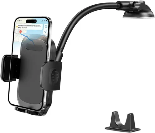 Soporte para parabrisas de automóvil, rotación de 360°, con ventosa fuerte, soporte para teléfono móvil con cuello de cisne, soporte para teléfono