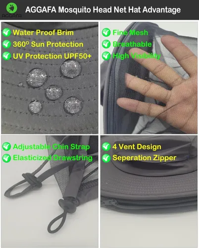 Miniatura 3 de Mosquito Head Net Hat, Providing a Physical Barrier to Help Keep Mosquitoes and Bugs Away from Your Face Gorra negra