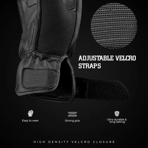 Miniatura 3 de J.A.G. Guantes de motocicleta – Guantes de motocicleta perforados de cuero premium para hombres con protección de nudillos Guantes de motocicleta