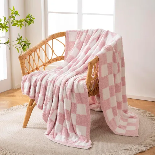 Miniatura 5 de YIRUIO Manta Throw a Cuadros Tablero de Ajedrez Esponjosa Suave Cálida Cómoda Reversible Súper Suave Acogedora para Decoración del Hogar Cama Sofá