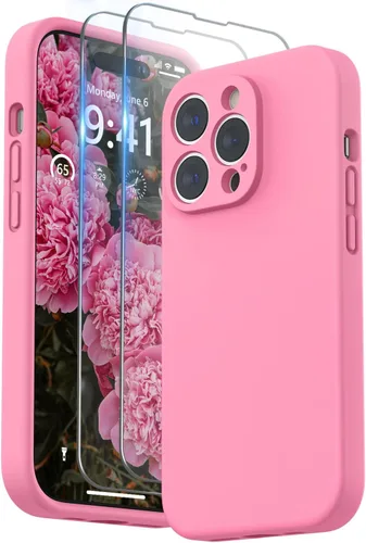 Miniatura 17 de SURPHY Funda diseñada para iPhone 14 Pro con protector de pantalla, (protección de cámara y forro de microfibra suave), funda de silicona líquida