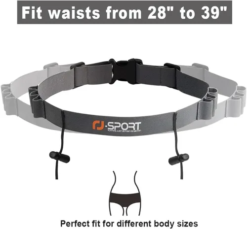 Miniatura 2 de RJ-Sport Cinturón con número de carrera, soporte para cinturón de carreras de triatlón con 6 trabillas de gel energético para triatalón, maratón