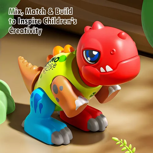 Miniatura 3 de Marstone Juguetes de dinosaurio para niños pequeños para niños de 1 año Regalos: Juguetes educativos con luz y sonido para construir Juguetes