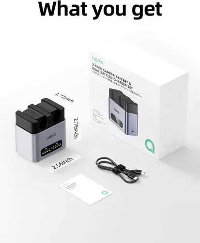 Miniatura 7 de llano Paquete de 2 baterías EN-EL25 de 1350 mAh y cargador rápido de 20 W para Nikon Z50 II, Z50, Z30, ZFC, cuerpo de aleación de aluminio