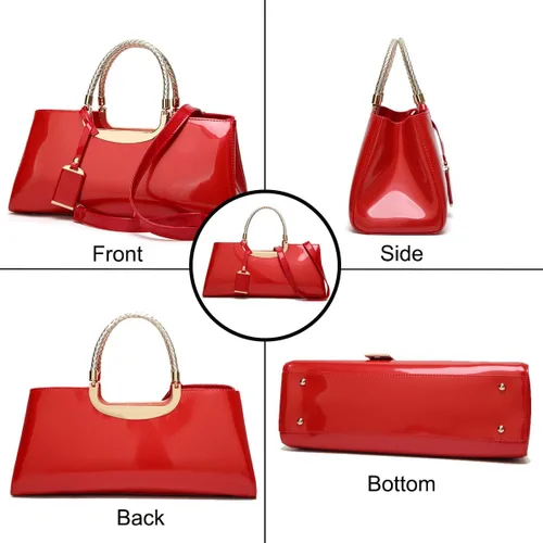 Miniatura 7 de XingChen Bolso brillante de las mujeres del bolso del bolso de la manija superior del cuero de la patente del bolso estructurado del bolso del bolso