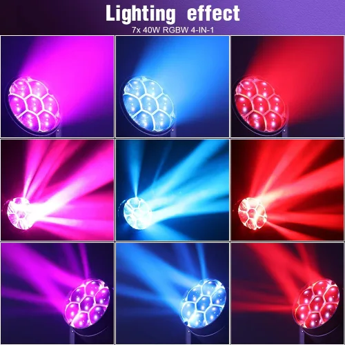 Miniatura 6 de Betopper 7 luces de DJ de cabeza móvil de 40 W con control de punto de punto, haz RGBW/lavado/zoom/CTO efecto ojo de abeja iluminación de escenario