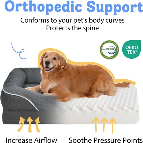 Miniatura 2 de Cama ortopédica grande lavable para perros, sofá XL para perros, cama de cuatro lados para perros, impermeable, antideslizante, para perros de gran