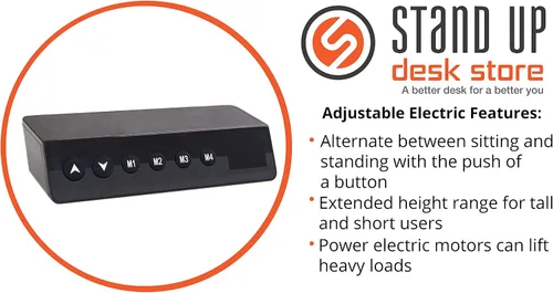 Miniatura 5 de Stand Up Desk Store Escritorio eléctrico de altura ajustable con memoria programable (marco negro/parte superior negra mate, 48 pulgadas de ancho)