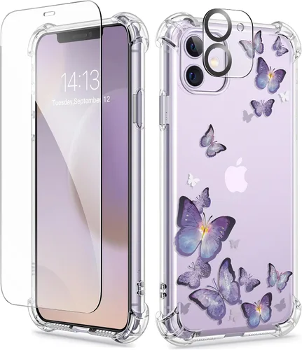 Miniatura 165 de GVIEWIN - Funda floral para iPhone 14 de 6.1 pulgadas, protector de pantalla + protector de lente de cámara, no se amarillenta, a prueba de golpes