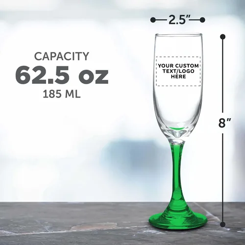 Miniatura 5 de DISCOUNT PROMOS Juego de 100 copas de champán personalizadas Premiere de 6.25 onzas, paquete a granel personalizado, elegante vaso para bodas