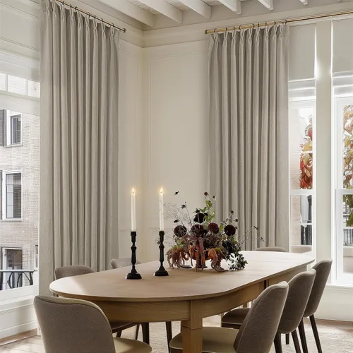 Miniatura 170 de Cortinas de lino natural con pliegues fruncidos de 120 pulgadas de largo para sala de estar, cortinas plisadas con ganchos y lengüeta trasera