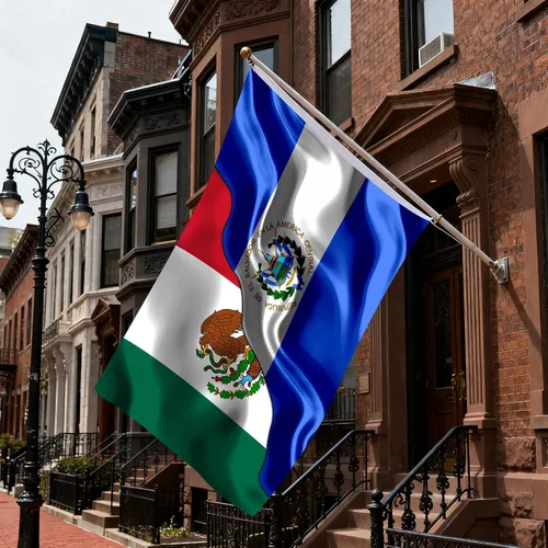 Miniatura 5 de Banderas de México, Mexicano y El Salvador de El Salvador, de 2 x 3 pies, impresas a doble cara con 2 ojales de latón, bandera decorativa