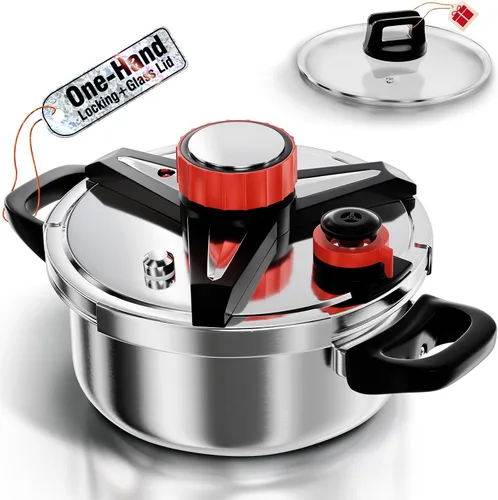 WantJoin Olla a presión de 4 cuartos – Recipiente a presión de acero inoxidable 3 en 1 compatible con cocina de gas y de inducción, dispositivos de