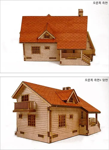 Miniatura 5 de Kit de Modelo de Madera de Escritorio Casa de Jardín A con una Gran Terraza de YOUNGMODELER por Young Modeler