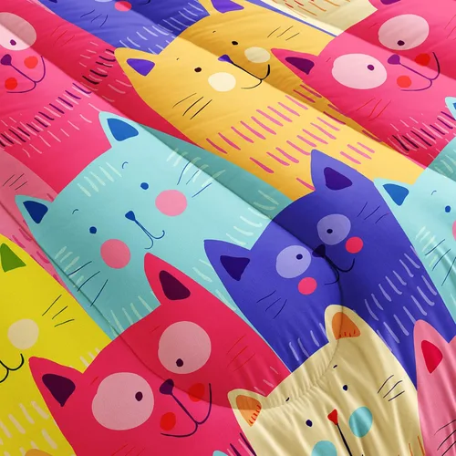 Miniatura 5 de BailiPromise Juego de edredón con diseño de gato lindo para niños, ropa de cama de dibujos animados para mascotas, 3 piezas, tamaño Queen para niños