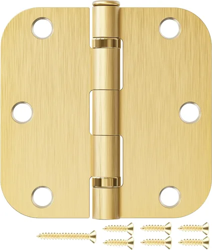 Miniatura 19 de Bisagras de puerta de latón satinado de 3.5 x 3.5 pulgadas, bisagras de puerta doradas interiores para puertas, paquete de 18 bisagras de puerta