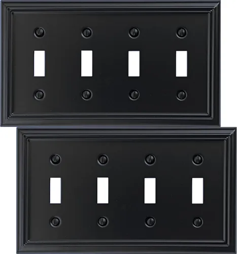 Miniatura 10 de OKAWYC Cubierta Cuádruple Decorativa para Interruptor de Luz Adler Placa de Pared de Metal, Paquete de 2 Negro 4 Vías Cuádruple Rocker