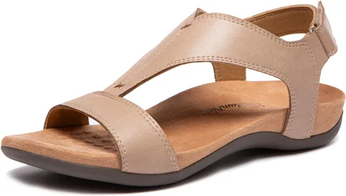 Miniatura 9 de Sandalias ortopédicas para mujer con puntera abierta, correa en T, sandalias planas ortopédicas con soporte para el arco y correas ajustables