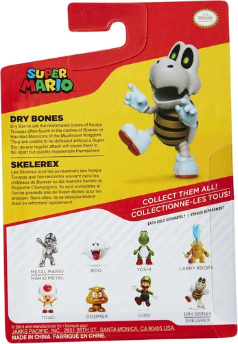 Miniatura 5 de Super Mario Figura de acción de 2.5 pulgadas Dry Bones juguete coleccionable, color blanco