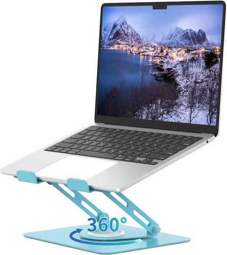 Miniatura 11 de ALASHI Soporte para laptop para escritorio con base giratoria de 360°, soportes ajustables para laptop multiángulo, elevador plegable para laptop