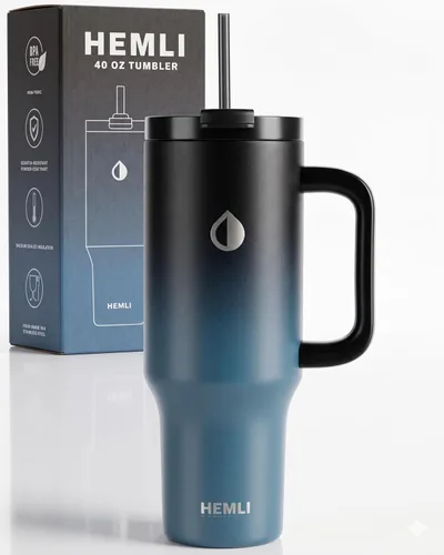 Miniatura 12 de Vaso de 40 onzas con asa y popote, vaso de acero inoxidable aislado con tapa 2 en 1 a prueba de fugas, reutilizable y portátil, taza de viaje