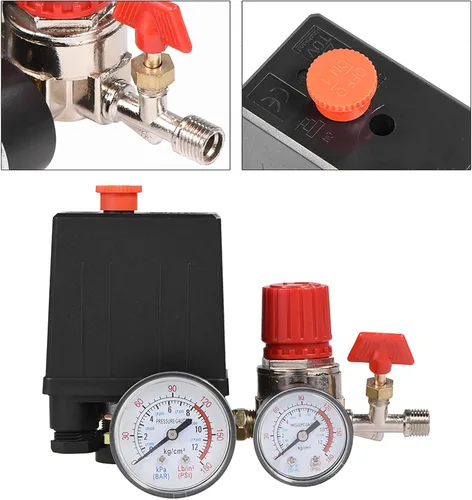 Miniatura 5 de Válvula de control del interruptor de presión del compresor de aire con regulador de manómetros para sistemas de reducción de presión rápida