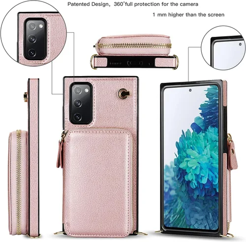 Miniatura 8 de Asuwish Funda de teléfono para Samsung Galaxy S20 FE 5G de 6.5 pulgadas con protector de pantalla y soporte para tarjetas con cremallera, soporte