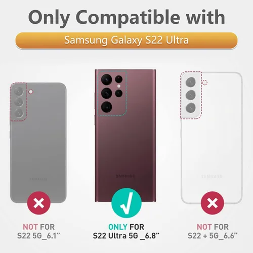 Miniatura 2 de Funda para Samsung Galaxy S22 Ultra 5G: Cubierta protectora de teléfono resistente de grado militar a prueba de caídas con soporte incorporado