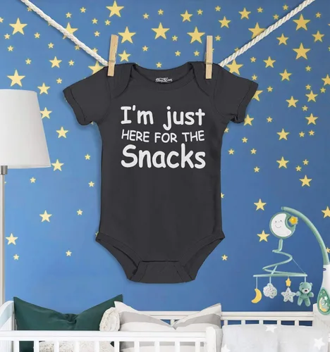 Miniatura 3 de shop4ever Mameluco de algodón con texto en inglés "I'm Just Here for The Snacks
