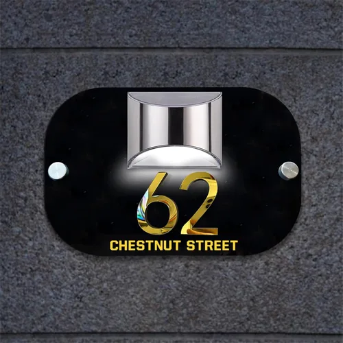 Miniatura 15 de Placa solar personalizada con números de casa, placa LED moderna para puerta, letrero acrílico para casa de jardín, montaje en la pared para casa
