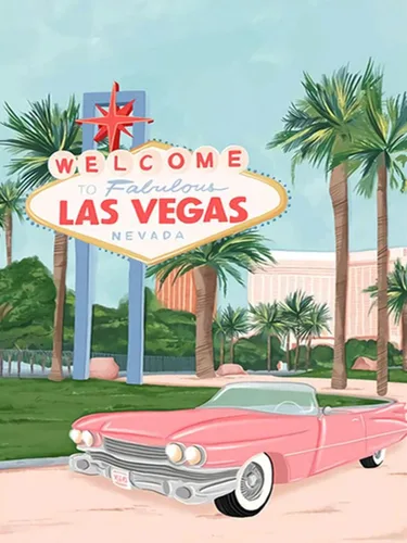 LIULIMI Kit de Pintura de Diamantes DIY 5D Paisaje Mundial, Arte de Diamantes de Las Vegas, Kits de Pintura de Diamantes, Arte de Diamantes Redondos