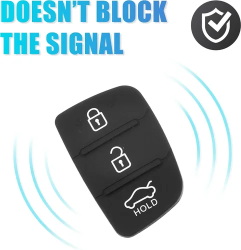 Miniatura 5 de X AUTOHAUX 3 botón coche remoto Fob caso inserto de goma almohadilla teclado reemplazo para Hyundai