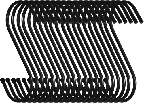 Paquete de 10 ganchos en S resistentes de 3.5 pulgadas para plantas, exteriores, ligeros, tazas, ganchos grandes, color negro