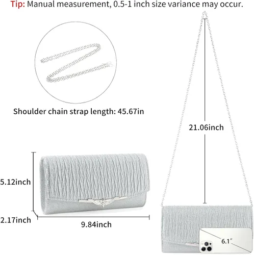 Miniatura 3 de Bolso de noche para mujer, bolso de mano con purpurina para boda, bolso cruzado para fiesta de graduación, cóctel