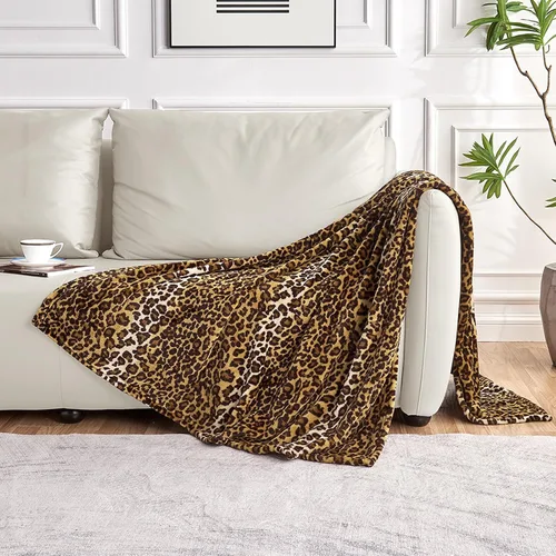 Miniatura 3 de Edenleaf Manta de Vellón con Estampado de Leopardo para Cama, Sofá, Viajes y Campamento, Súper Suave, Acogedora y Mullida de Felpa con Estampado
