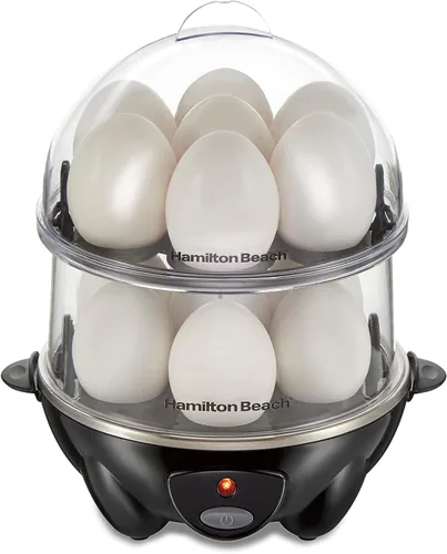 Hamilton Beach 3-en-1 Cocedor de Huevos Eléctrico para Huevos Duros, Escalfador, Fabricante de Tortillas y Vaporizador de Vegetales, Capacidad para