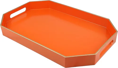 Miniatura 11 de Bandeja decorativa redonda negra con asas, bandeja versátil de 13 pulgadas para mesa de café, otomana, ideal para servir, exhibir y organizar