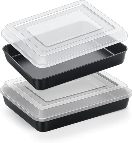 Miniatura 9 de E-far Bandeja para hornear con tapa, 9.4 x 7.3 x 2 pulgadas, antiadherente, rectangular, de acero inoxidable, para horno tostador, utensilios