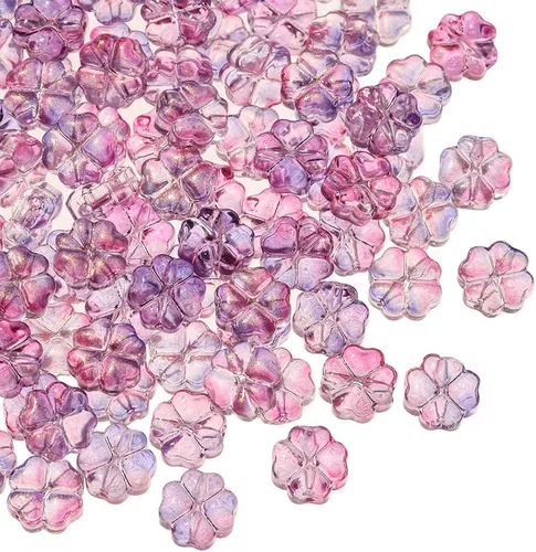 Miniatura 14 de LiQunSweet 100 cuentas de cristal checo transparentes de 10 colores, cuentas sueltas de hoja de trébol para hacer joyas y manualidades, 0.295 x