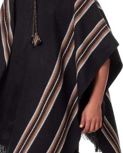 Miniatura 8 de INTI ALPACA Poncho con capucha de alpaca para hombre, cálido y suave, capa de capa