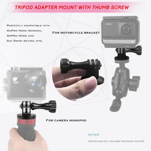 Miniatura 4 de Niewalda Adaptador de montaje de trípode de aluminio, soporte de adaptador de trípode, compatible con cámaras de acción GoPro Hero 9, 8, 7, 6, 5, 4