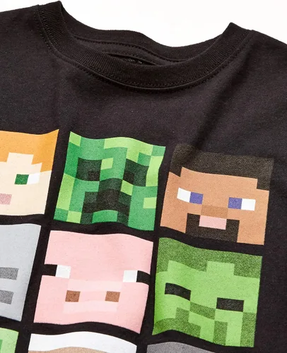 Miniatura 2 de Minecraft Big Boys Box Figures Creepers - Camiseta de manga corta con cuello redondo color negro