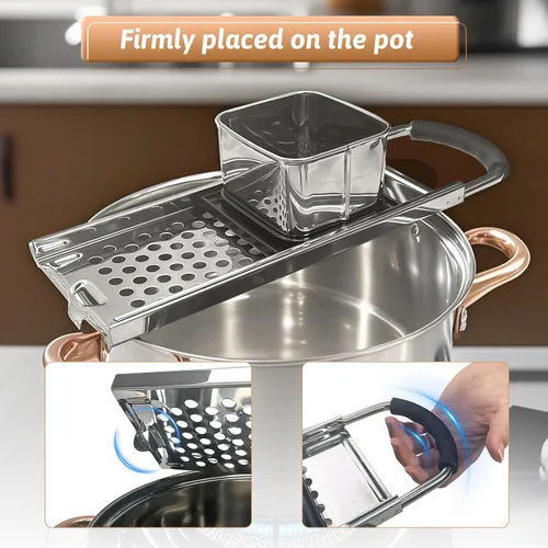 Miniatura 6 de Spaetzle Maker de acero inoxidable de alta calidad con mango de goma antideslizante, colador de araña, raspador de silicona y cepillo de plástico
