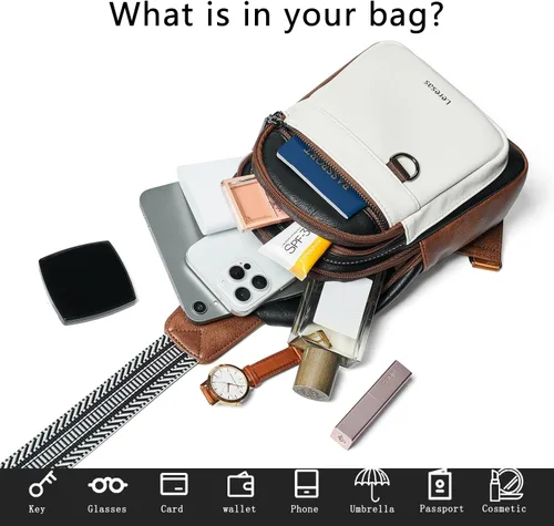Miniatura 7 de Leresas Bolso bandolera de 7L para mujeres y hombres, de cuero vegano, bolsos cruzados, riñonera, monedero, mochila sobre el hombro, bolsa antirrobo