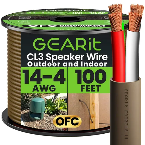 Miniatura 15 de GEARit Cable de altavoz exterior clasificado CL3, cable de altavoz calibre 14, cable de altavoz 100 pies para altavoces exteriores, patio, jardín