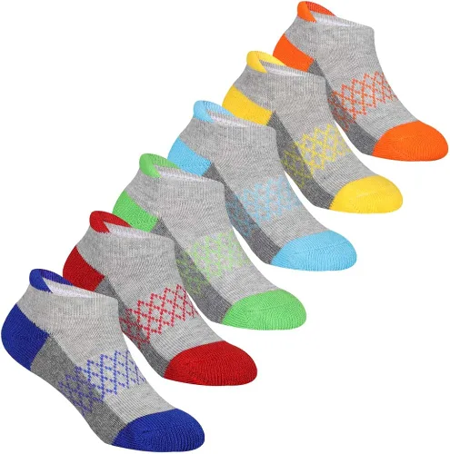 Miniatura 7 de Comfoex Calcetines para niños 6 pares de calcetines deportivos de tobillo medio acolchado calcetines de corte bajo para niños pequeños y grandes