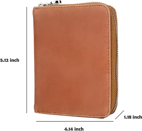 Miniatura 19 de boshiho Cartera con bloqueo RFID de 24 ranuras para tarjetas de crédito, de piel auténtica, organizador de múltiples tarjetas, con cremallera